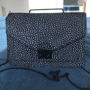 loeffler randall black white rider chain crossbody clutch
